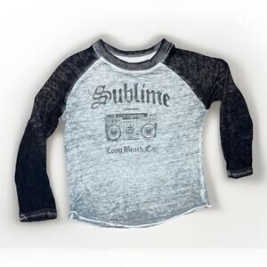 Live Nation 2T Sublime Raglan Shirt Henley Long Beach Ca. Reggae Music Gray Blk